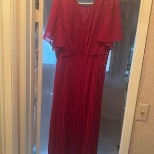 Chic Red Maxi Dress with Cape Sleeves